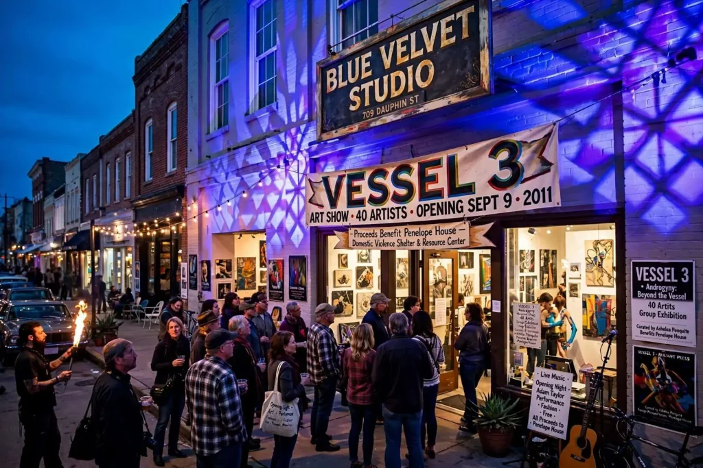 Illustration for the news story: VESSEL 3 Art Show Opens on Dauphin Street With 40 Artists and a Mission to Help Penelope House