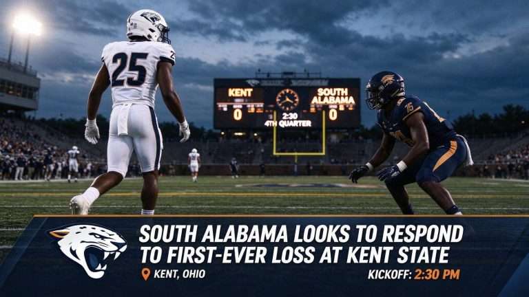 Illustration for the news story: South Alabama Looks To Respond To First-Ever Loss In Saturday Trip To Kent State
