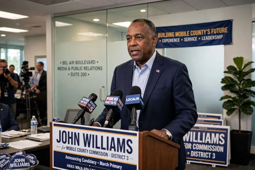 Illustration for the news story: Councilman John Williams Enters Race for Mobile County Commission