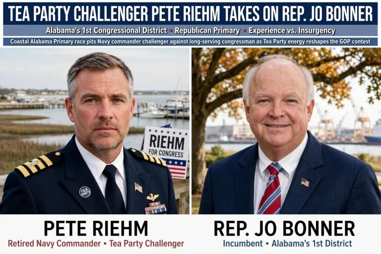 Illustration for the news story: Tea Party Challenger Pete Riehm Takes On Rep. Jo Bonner