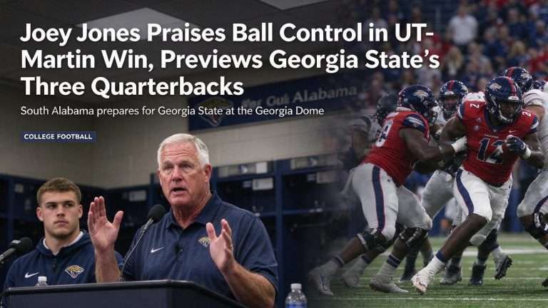 Illustration for the news story: Joey Jones Praises Ball Control in UT-Martin Win, Previews Georgia State’s Three Quarterbacks