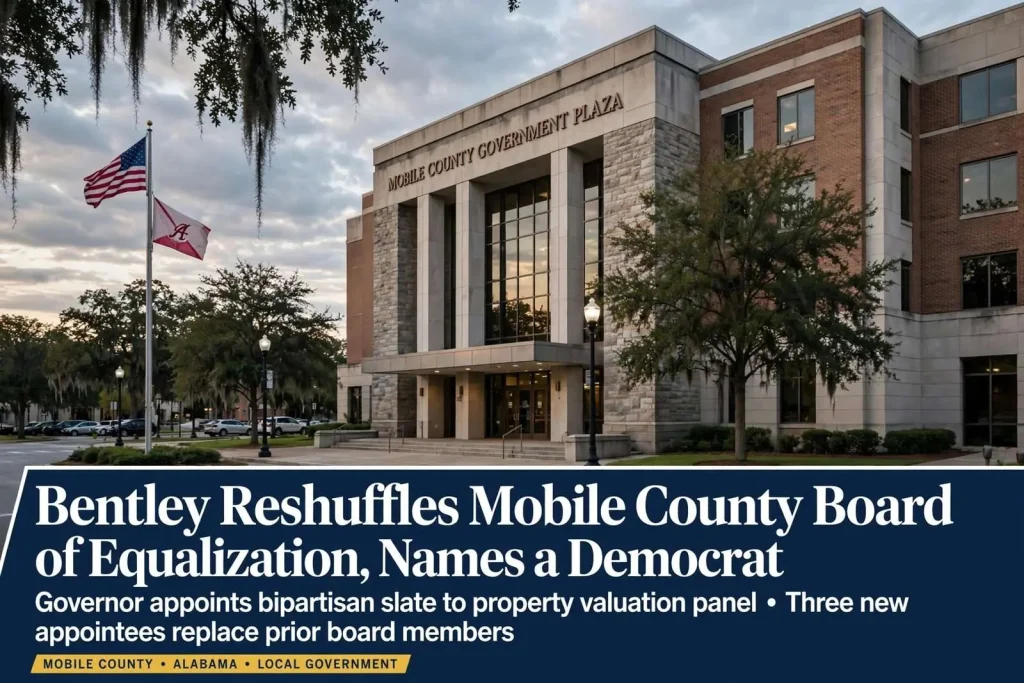 Illustration for the news story: Bentley Reshuffles Mobile County Board of Equalization, Names a Democrat