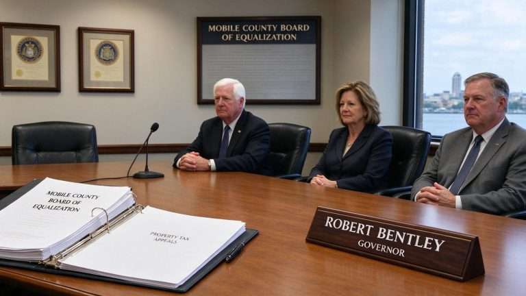 Illustration for the news story: Bentley Reshapes Mobile County’s Board of Equalization