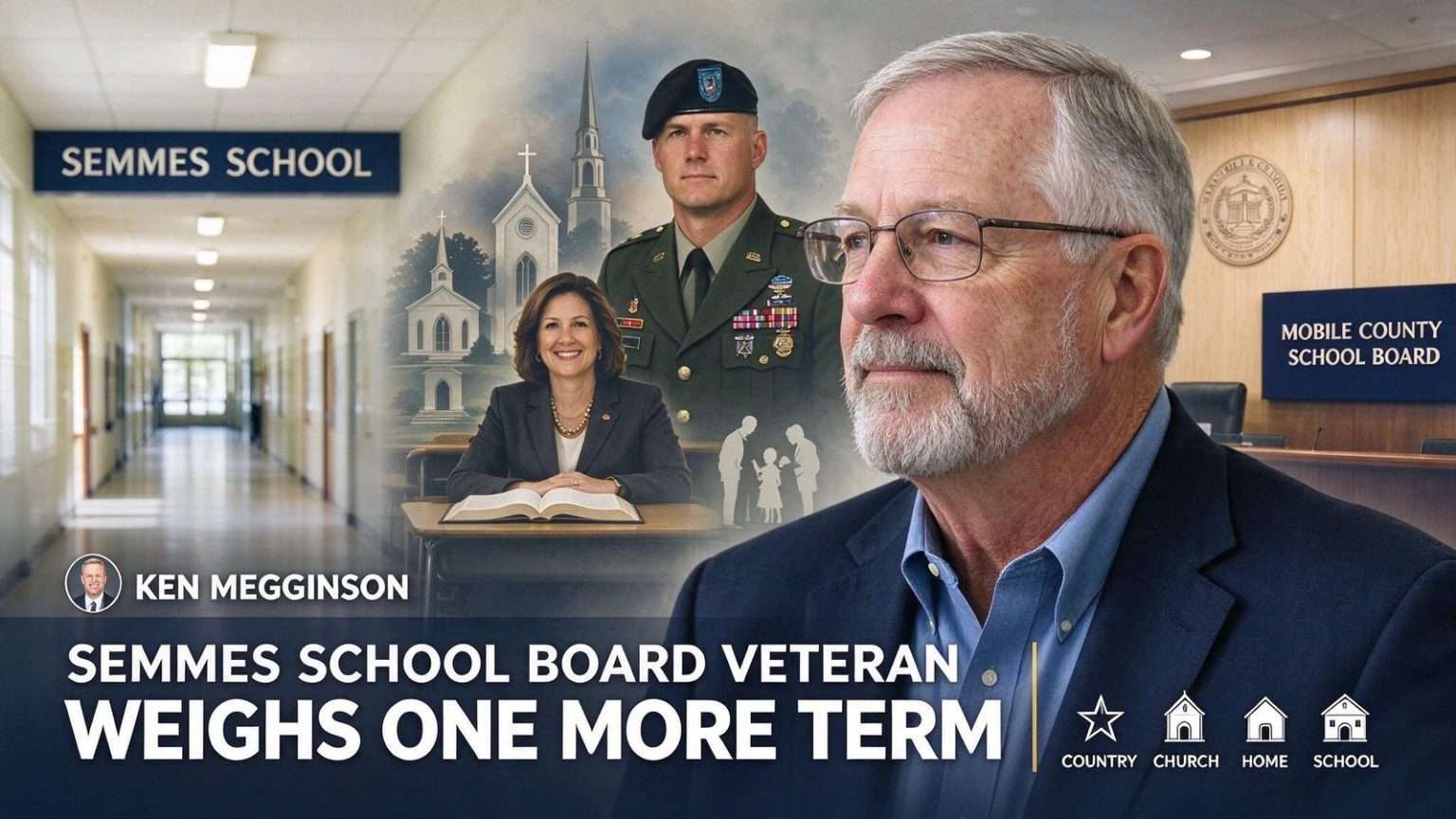 Illustration for the news story: Semmes School Board Veteran Ken Megginson Weighs One More Term