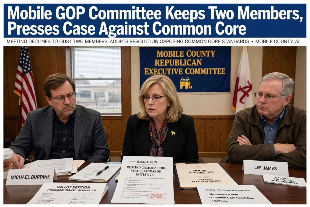 Illustration for the news story: Mobile GOP Committee Keeps Two Members, Presses Case Against Common Core