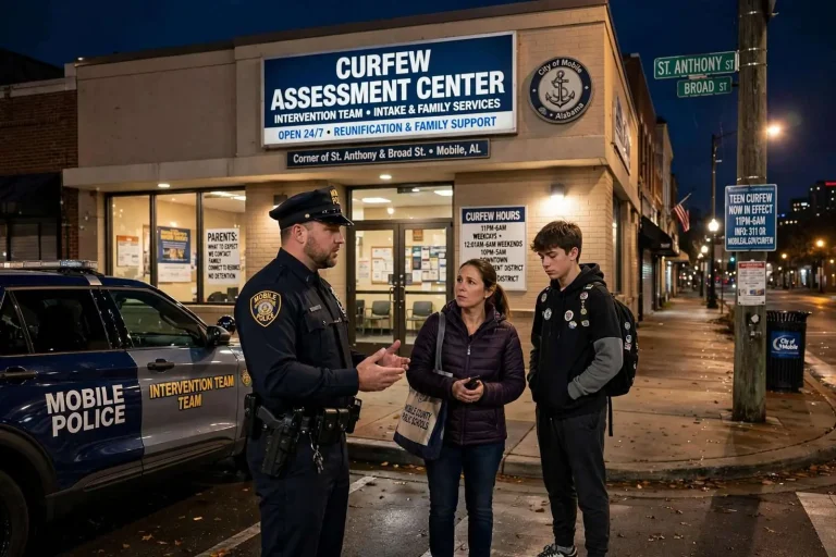 Illustration for the news story: Mobile Begins Enforcing Nighttime Teen Curfew Across the City