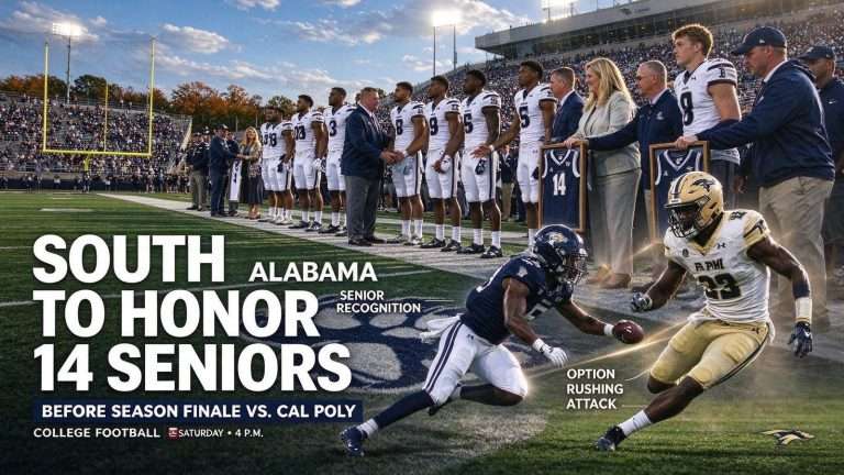 Illustration for the news story: South Alabama to Honor 14 Seniors Before Season Finale Against Option-Running Cal Poly