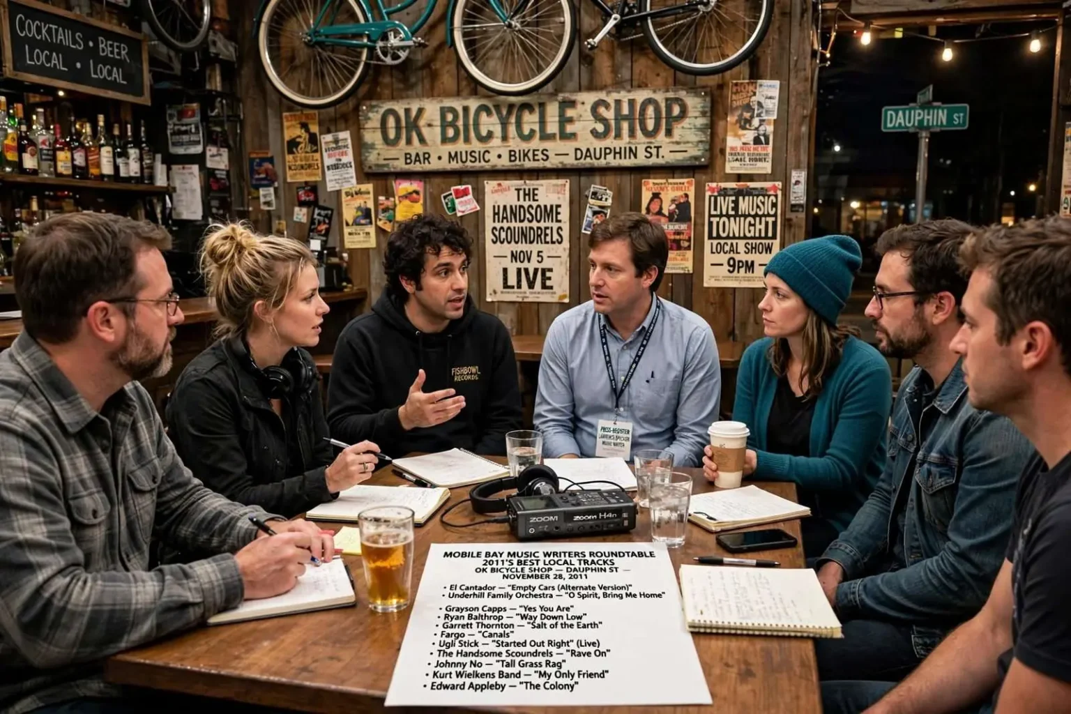 Illustration for the news story: Mobile Bay Music Writers Round Up 2011’s Best Local Tracks at OK Bicycle Shop