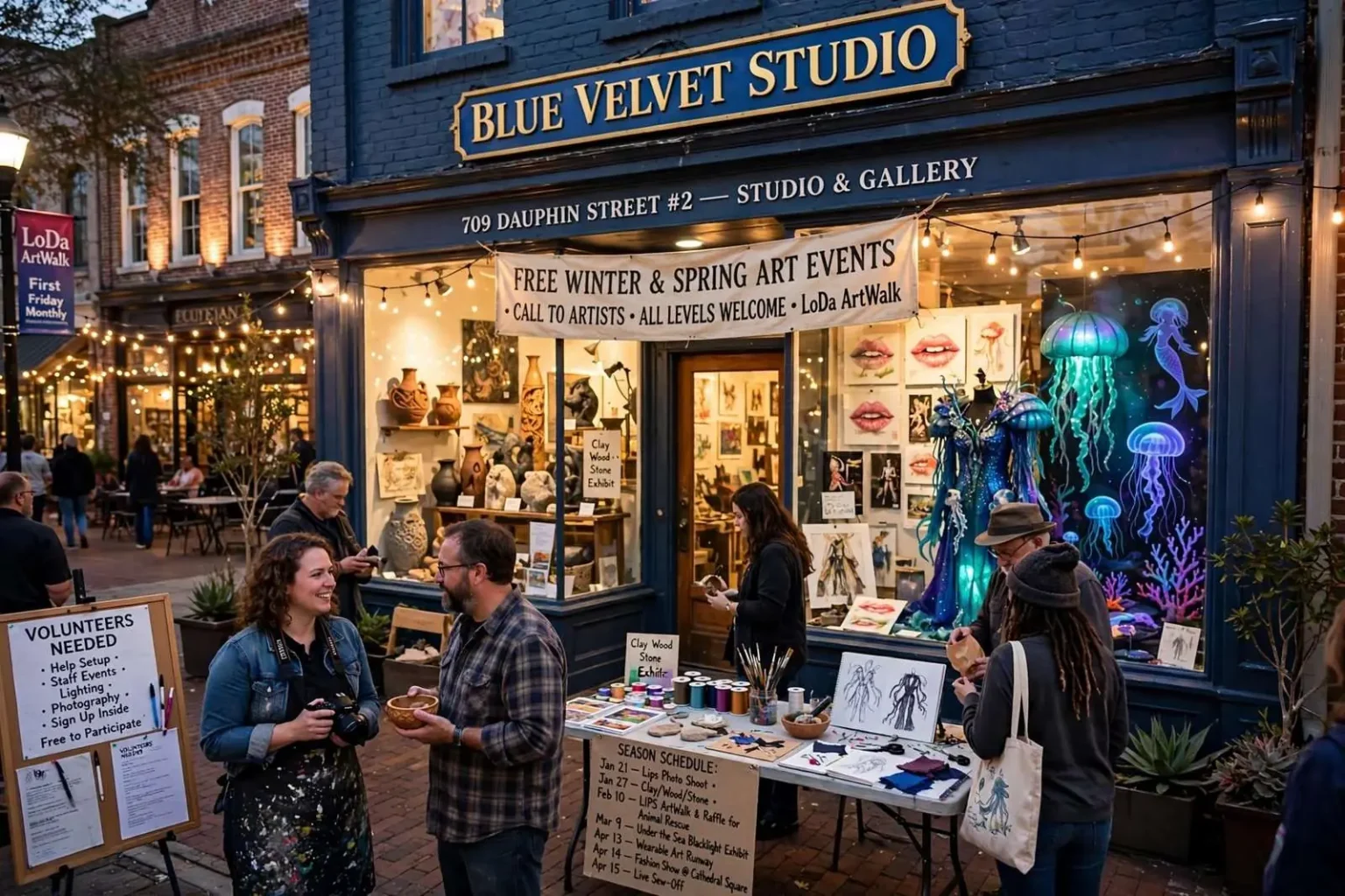 Illustration for the news story: Blue Velvet Studio Lines Up Free Winter Art Events, Puts Out Call to Artists