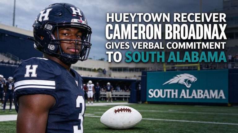 Illustration for the news story: Hueytown Receiver Cameron Broadnax Gives Verbal Commitment to South Alabama