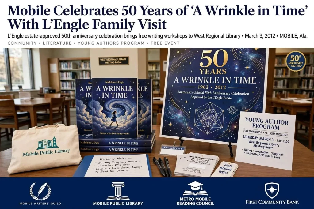 Illustration for the news story: Mobile Celebrates 50 Years of ‘A Wrinkle in Time’ With L’Engle Family Visit
