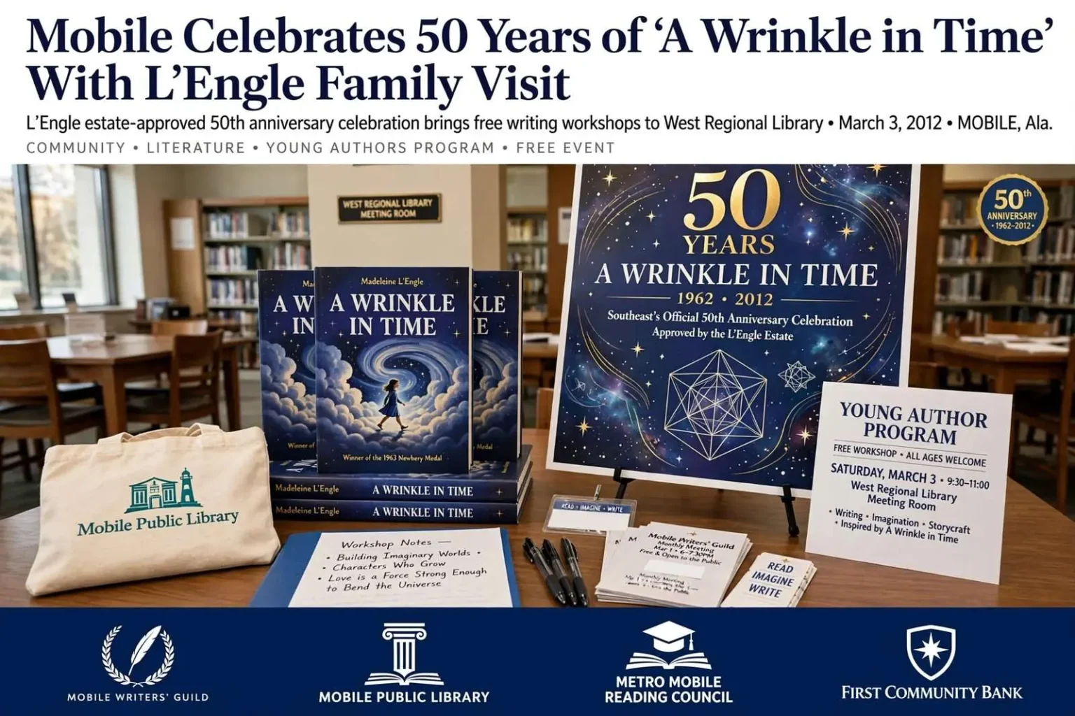 Illustration for the news story: Mobile Celebrates 50 Years of ‘A Wrinkle in Time’ With L’Engle Family Visit