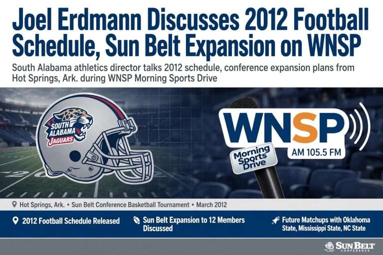 Illustration for the news story: Joel Erdmann Discusses 2012 Football Schedule, Sun Belt Expansion on WNSP