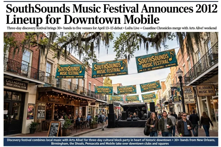 Illustration for the news story: SouthSounds Music Festival Announces 2012 Lineup for Downtown Mobile