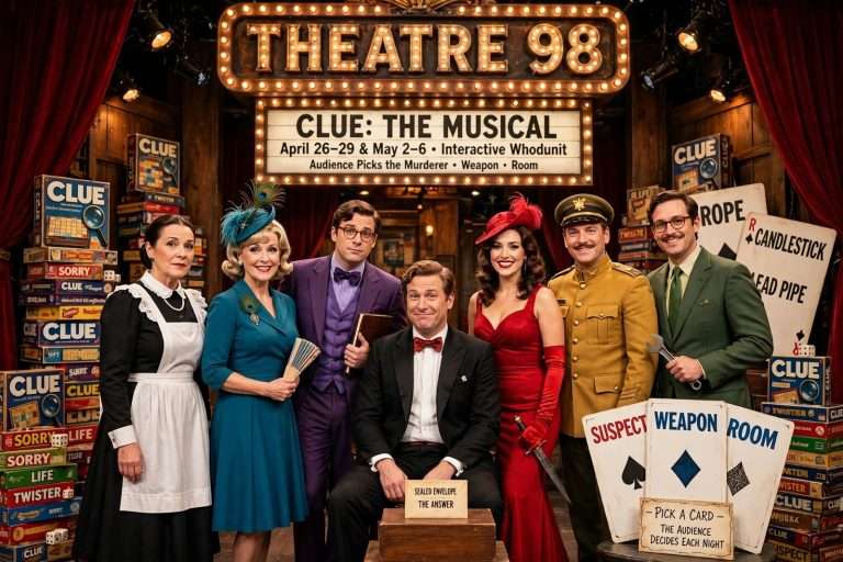 Illustration for the news story: Clue: The Musical Turns a Board Game Into an Interactive Whodunit at Theatre 98