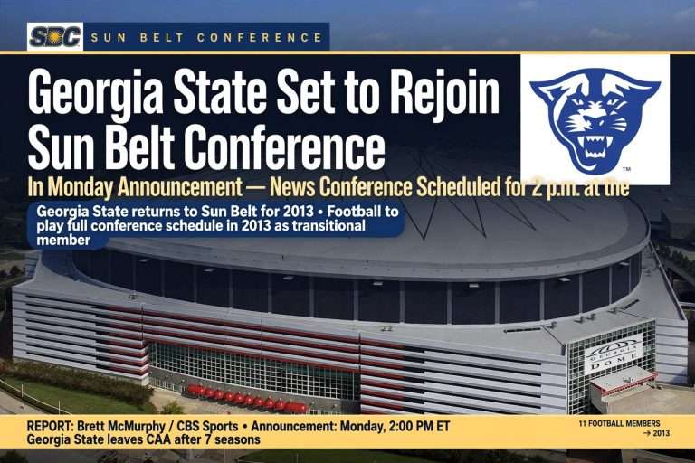 Illustration for the news story: Georgia State Set to Rejoin Sun Belt Conference in Monday Announcement