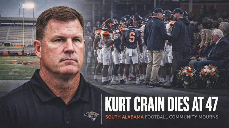 Illustration for the news story: South Alabama Associate Head Football Coach Kurt Crain Dies at 47