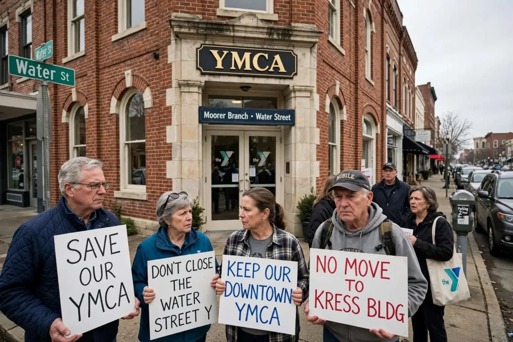 Illustration for the news story: Downtown YMCA Members Sue to Block Move From Water Street