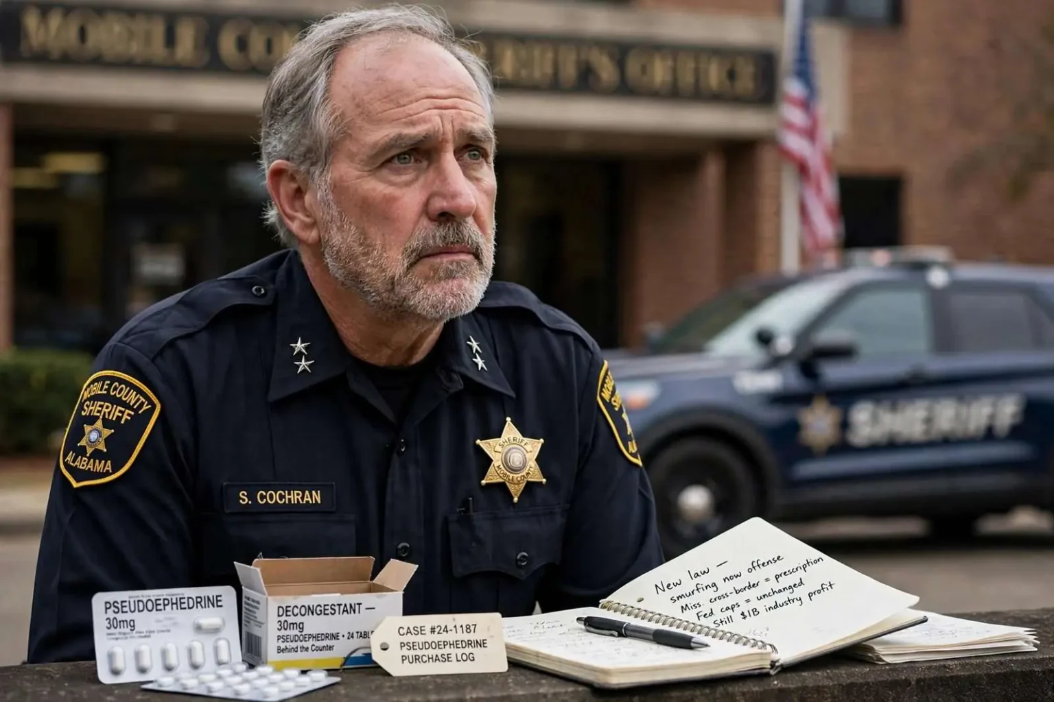 Illustration for the news story: Sheriff Sam Cochran Calls New Meth Law a Win for Drugmakers, Not Law Enforcement