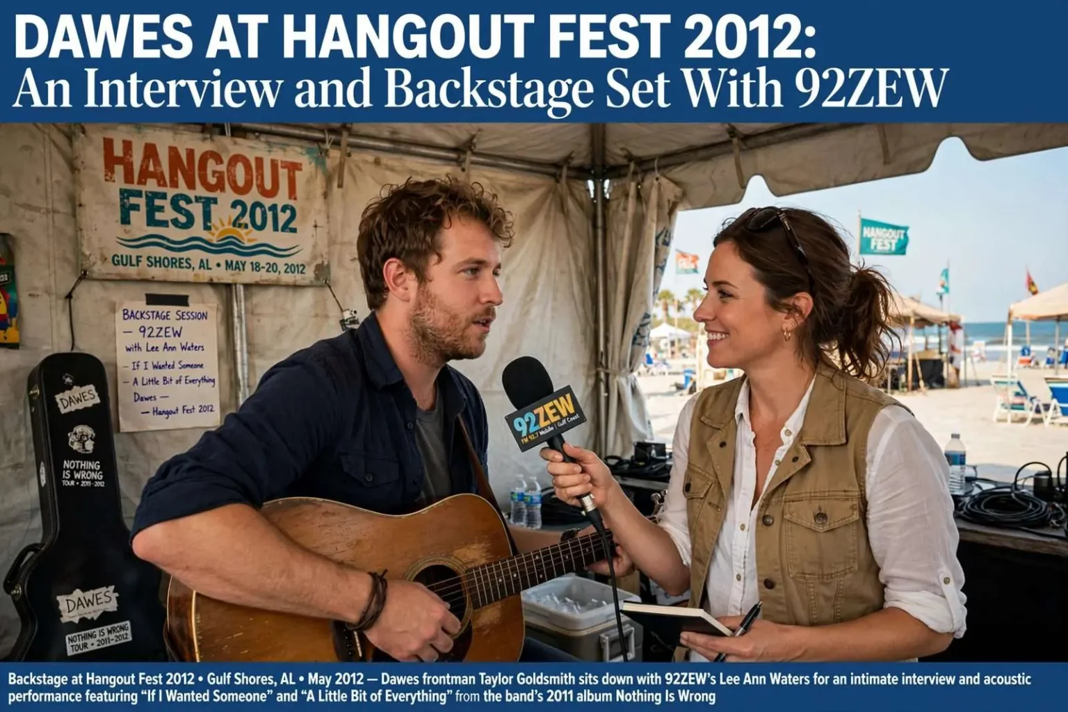 Illustration for the news story: Dawes at Hangout Fest 2012: An Interview and Backstage Set With 92ZEW