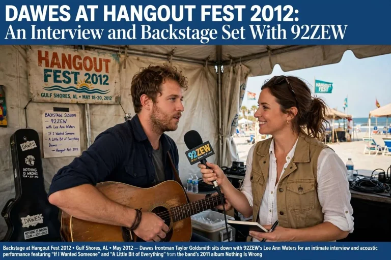 Illustration for the news story: Dawes at Hangout Fest 2012: An Interview and Backstage Set With 92ZEW