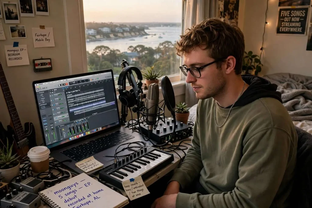 Illustration for the news story: Fairhope’s moonguys Debuts With Bedroom-Recorded EP
