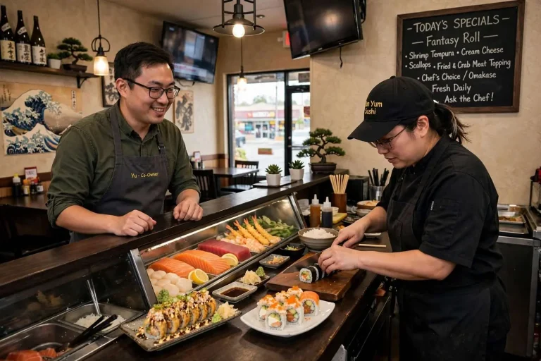 Illustration for the news story: Yum Yum Sushi Serves Chef-Crafted Rolls in West Mobile