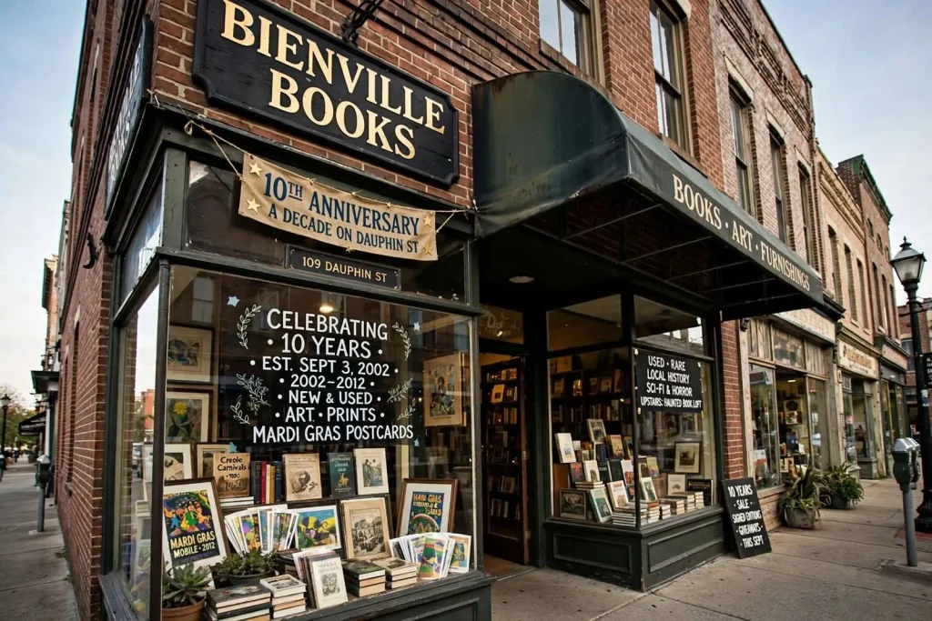 Illustration for the news story: Bienville Books on Dauphin Street Marks a Decade Serving Downtown Mobile Readers