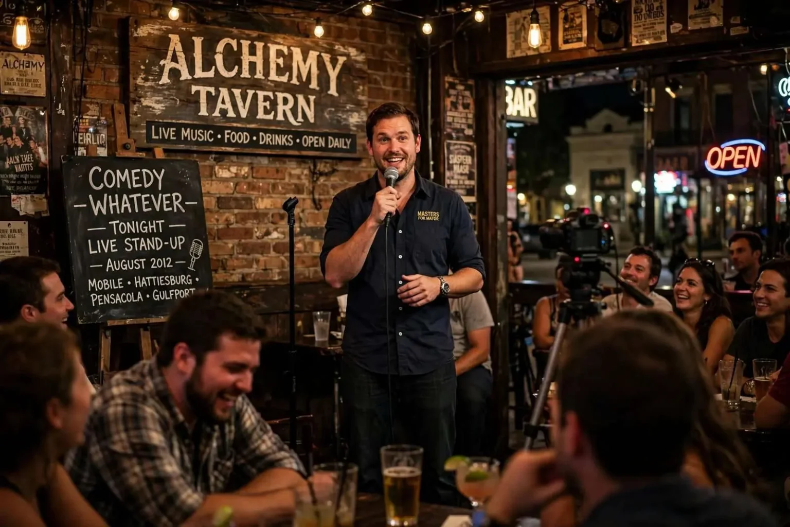 Illustration for the news story: Comedy Whatever Brings Stand-Up to Alchemy Tavern in Mobile (August 2012)
