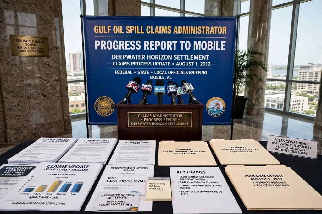 Illustration for the news story: Gulf Oil Spill Claims Administrator Brings Progress Report to Mobile