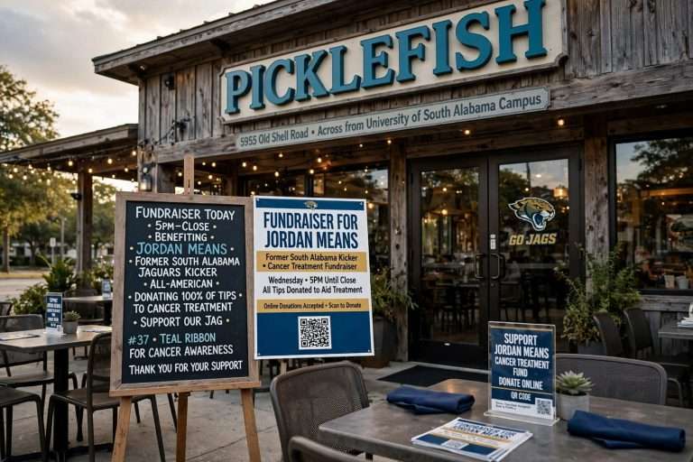 Illustration for the news story: Fundraiser Set at Picklefish to Support Former South Alabama Kicker Jordan Means