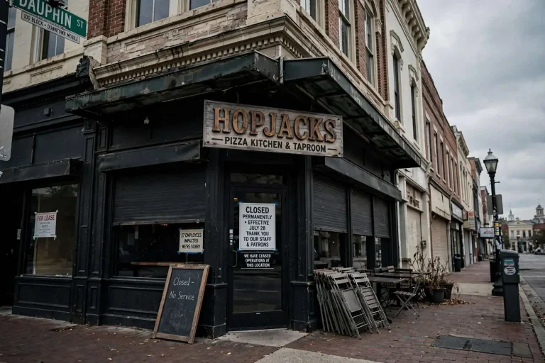 Illustration for the news story: Hopjacks Closure on Dauphin Street Prompts Questions About Mobile’s Entertainment District