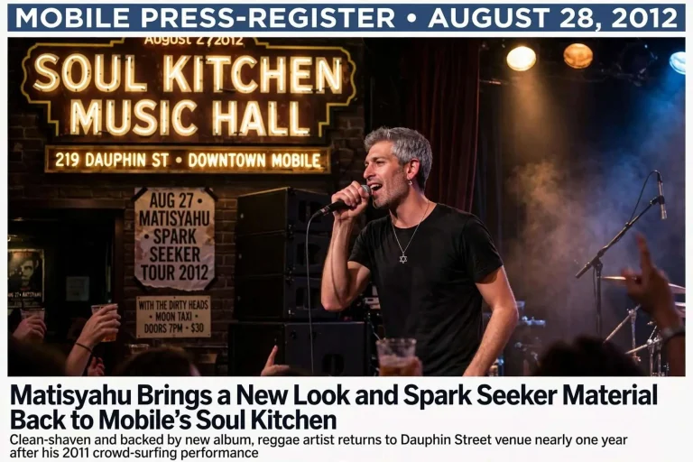Illustration for the news story: Matisyahu Brings a New Look and Spark Seeker Material Back to Mobile’s Soul Kitchen