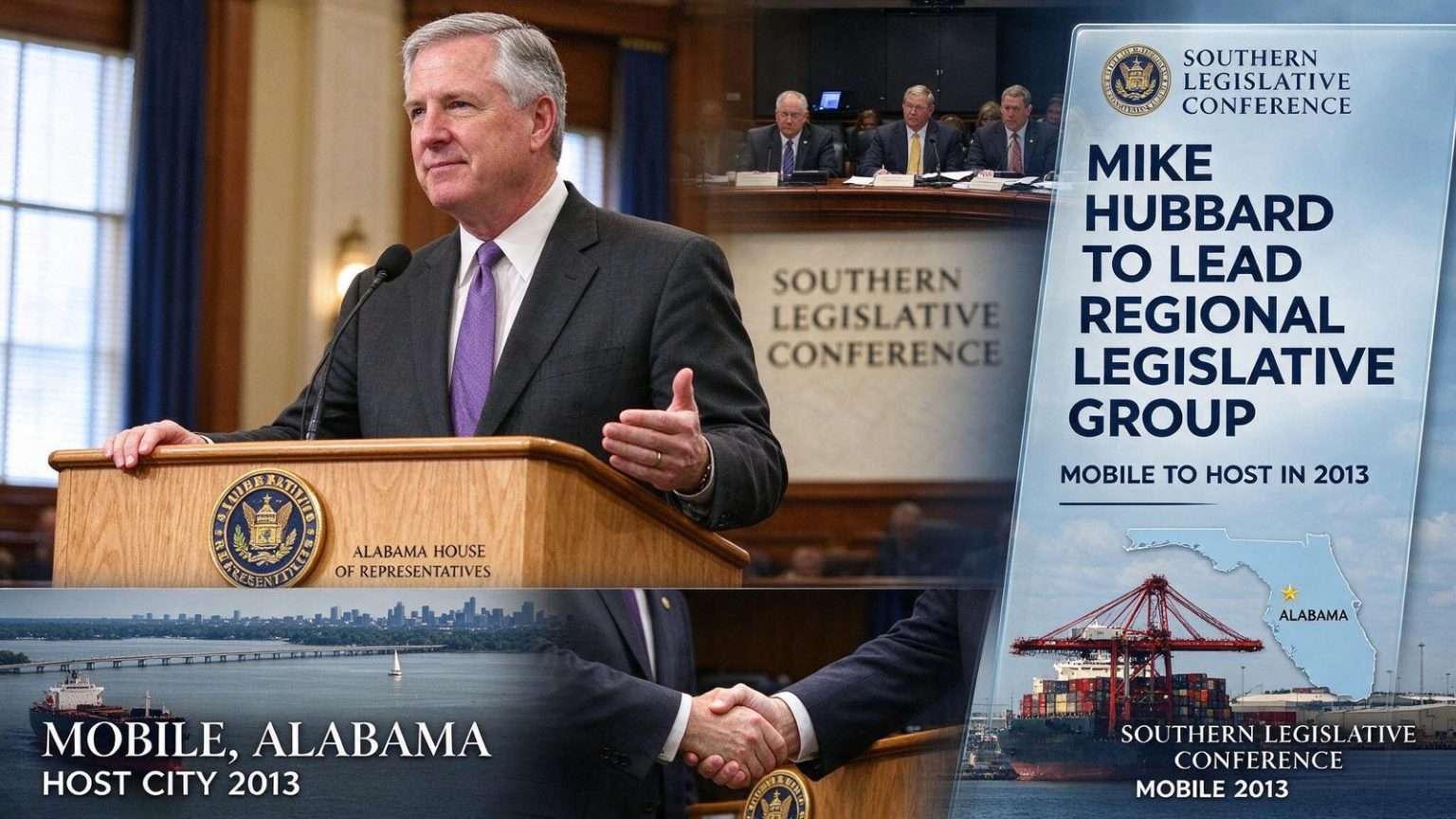 Illustration for the news story: Alabama Speaker Mike Hubbard to Lead Regional Legislative Group; Mobile to Host in 2013