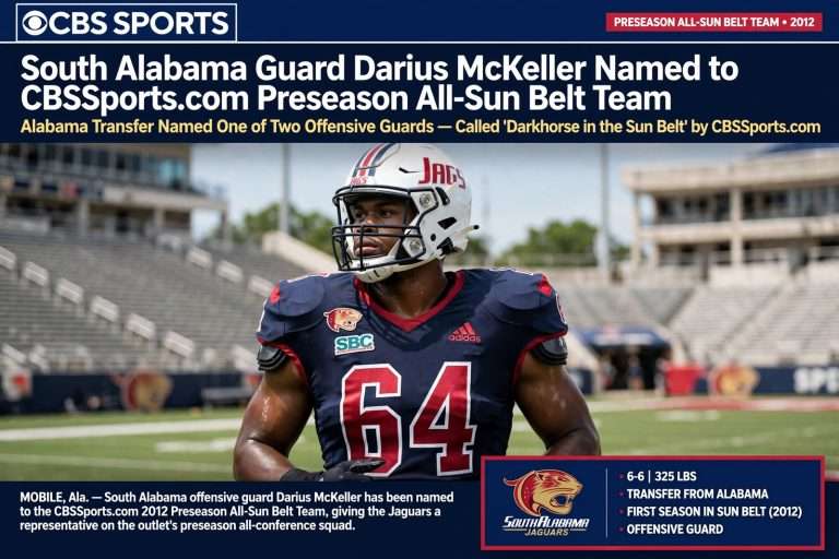 Illustration for the news story: South Alabama Guard Darius McKeller Named to CBSSports.com Preseason All-Sun Belt Team