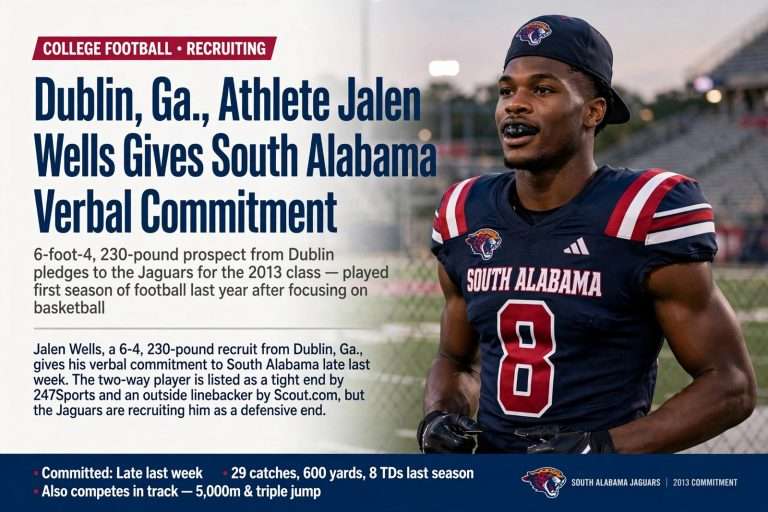 Illustration for the news story: Dublin, Ga., Athlete Jalen Wells Gives South Alabama Verbal Commitment
