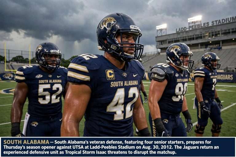 Illustration for the news story: Veteran Defense Anchors South Alabama Lineup for UTSA Opener
