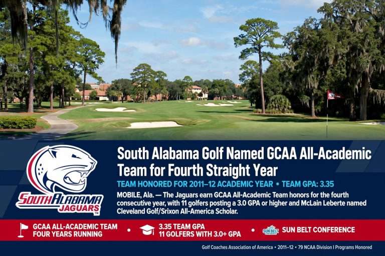 Illustration for the news story: South Alabama Golf Named GCAA All-Academic Team for Fourth Straight Year