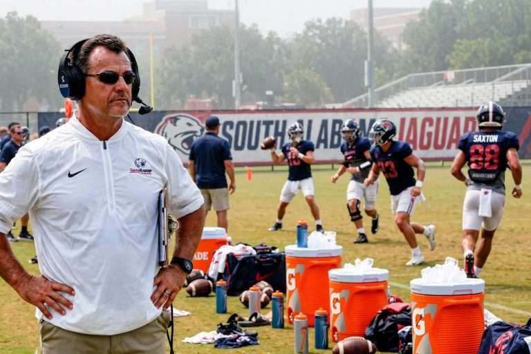 Illustration for the news story: South Alabama Battles Heat in Sixth Preseason Practice Ahead of First Two-a-Days