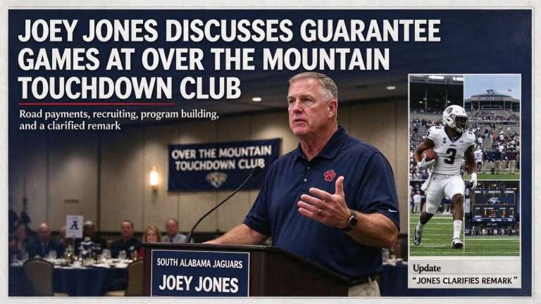 Illustration for the news story: Joey Jones Discusses Guarantee Games at Over the Mountain Touchdown Club