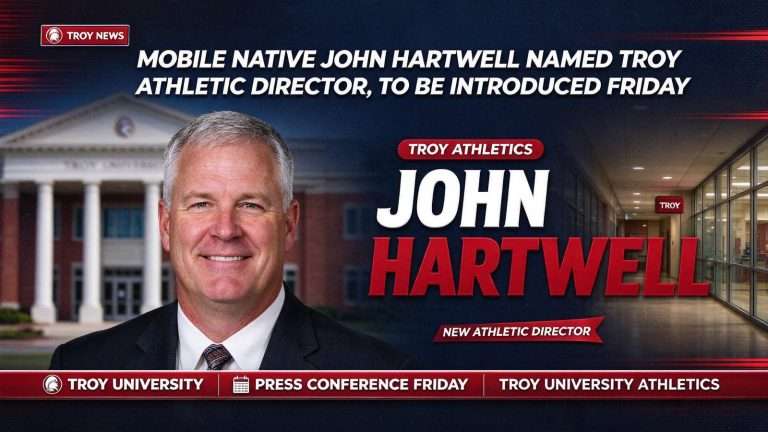 Illustration for the news story: Mobile Native John Hartwell Named Troy Athletic Director, to Be Introduced Friday