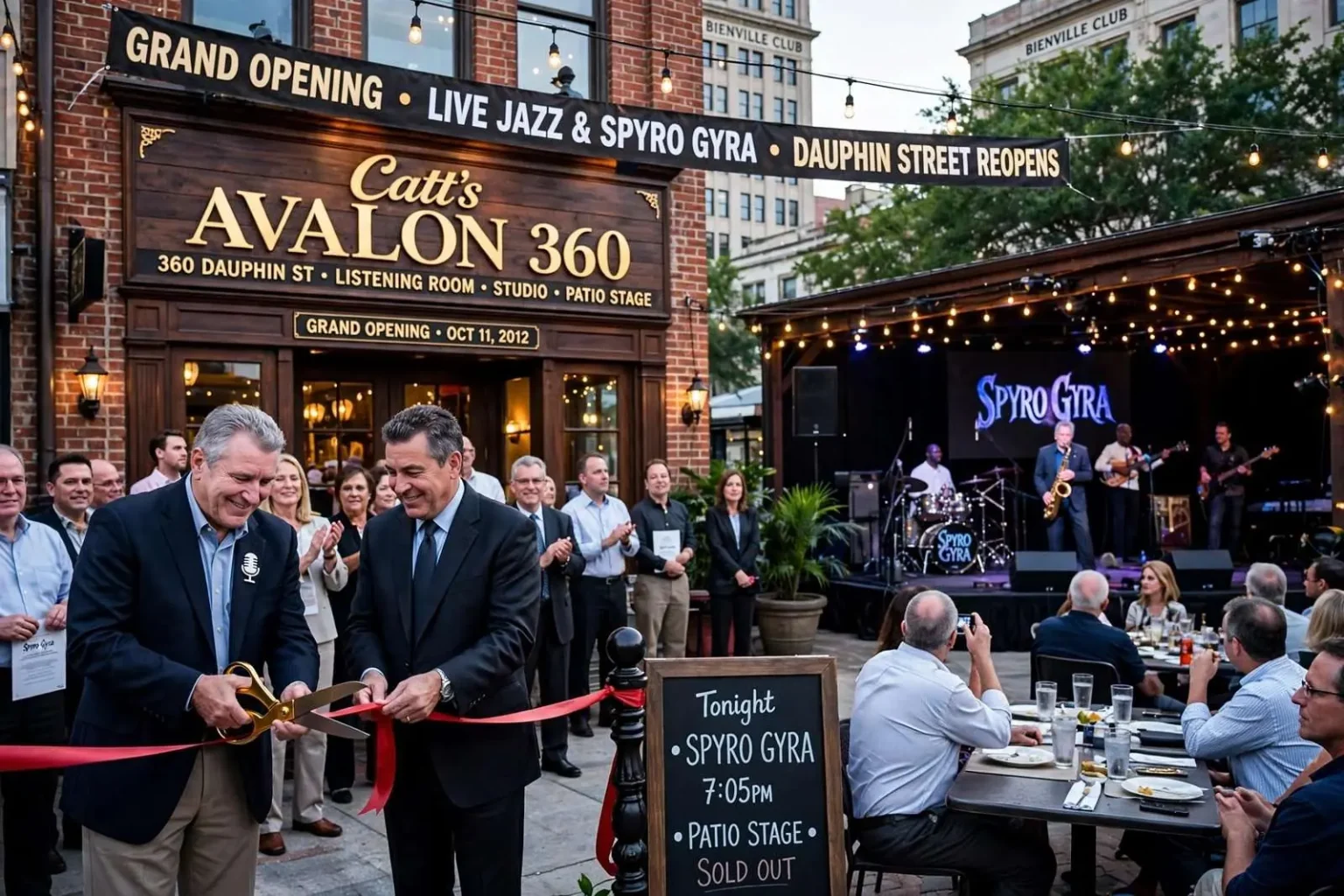 Illustration for the news story: Catt’s Avalon 360 Reopens Dauphin Street With Jazz and Spyro Gyra