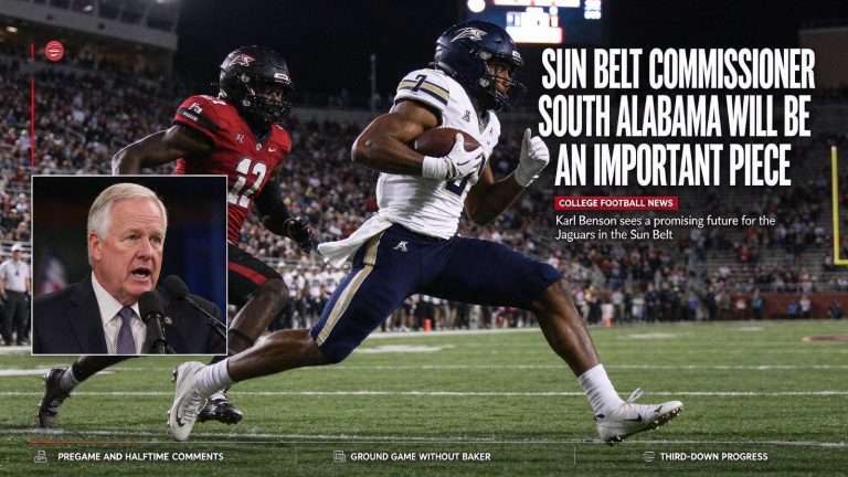 Illustration for the news story: Sun Belt Commissioner Karl Benson Says South Alabama Will Be Important Piece of League’s Future