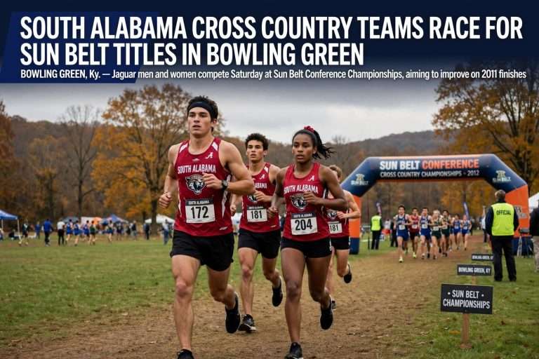 Illustration for the news story: South Alabama Cross Country Teams Race For Sun Belt Titles In Bowling Green