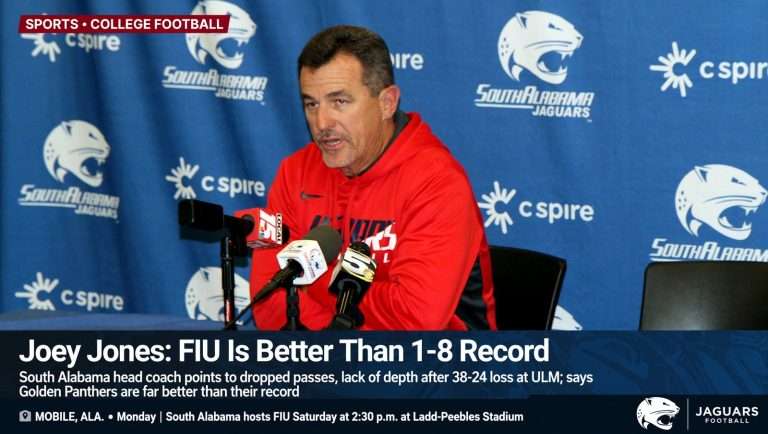 Illustration for the news story: Joey Jones Points to Dropped Passes, Depth After ULM Loss; Says FIU Is Better Than 1-8 Record
