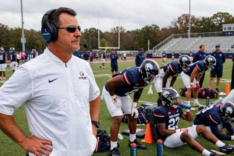 Illustration for the news story: Joey Jones Says Weary South Alabama Pushed Through Tuesday Practice Ahead of Trip to ULM