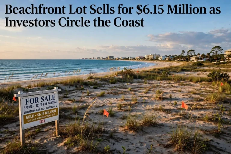 Illustration for the news story: Beachfront Lot Sells for $6.15 Million as Investors Circle the Coast