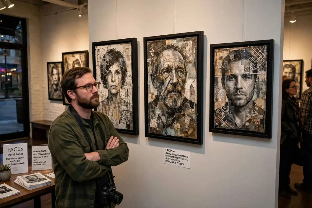 Illustration for the news story: Photographer Jerrid Jones Unveils Faces Portrait Exhibition at Mobile Arts Council
