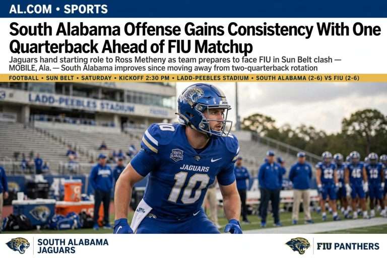 Illustration for the news story: South Alabama Offense Gains Consistency With One Quarterback Ahead of FIU Matchup