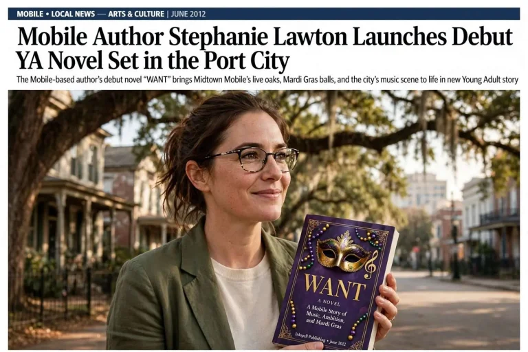 Illustration for the news story: Mobile Author Stephanie Lawton Launches Debut YA Novel Set in the Port City